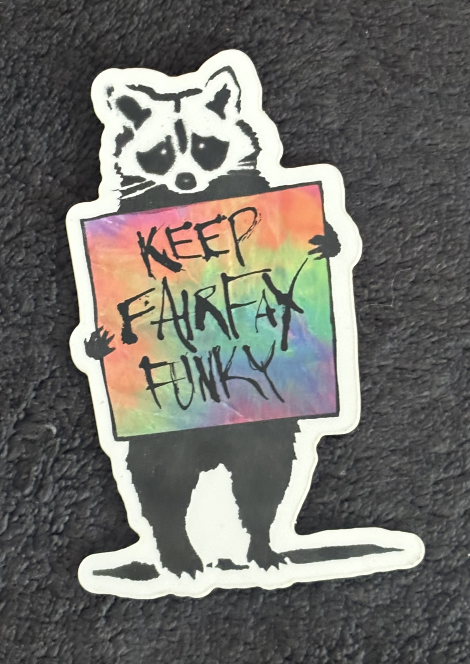 Keep Fairfax Funky raccoon sticker